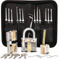 High Quality 12pcs Black Locksmith Tools Lock Pick Set With Transparent Practice Lock Lock Picking Tools